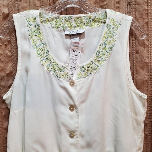 NWT Fresco By Nomadic Traders Sleeveless Top Floral Embroidered Tank Top Medium - Picture 2 of 13